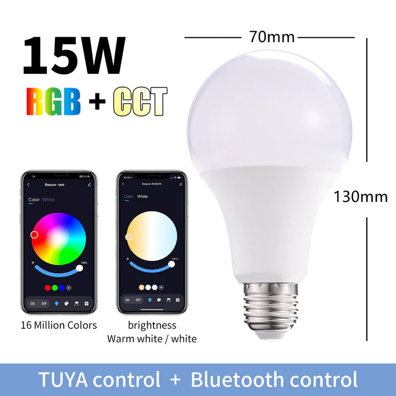 Lâmpada Inteligente RGB 15W Wi-Fi Smart Life Tuya – Compatível com Alexa e Google Assistant