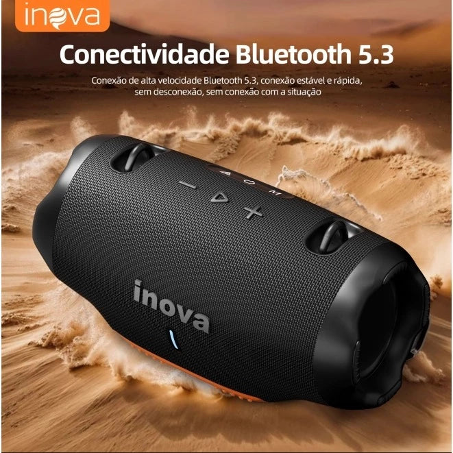 Caixa de Som Estéreo Inova TWS Party 16W – Bluetooth, À Prova D’Água IPX6, Som de Alta Fidelidade e Sem Fio