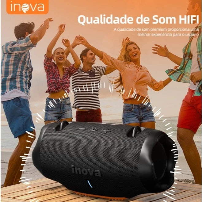 Caixa de Som Estéreo Inova TWS Party 16W – Bluetooth, À Prova D’Água IPX6, Som de Alta Fidelidade e Sem Fio