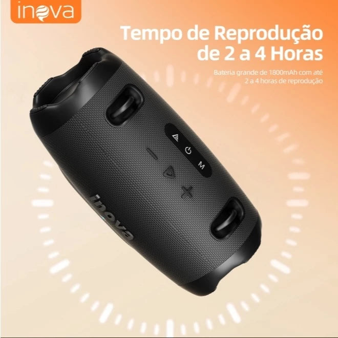 Caixa de Som Estéreo Inova TWS Party 16W – Bluetooth, À Prova D’Água IPX6, Som de Alta Fidelidade e Sem Fio
