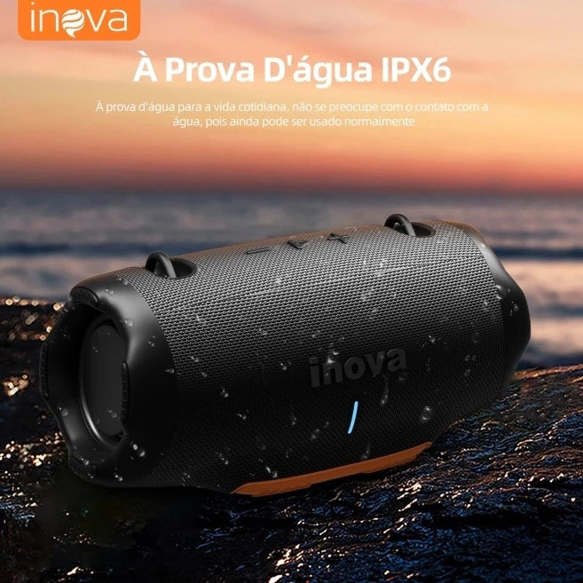 Caixa de Som Estéreo Inova TWS Party 16W – Bluetooth, À Prova D’Água IPX6, Som de Alta Fidelidade e Sem Fio