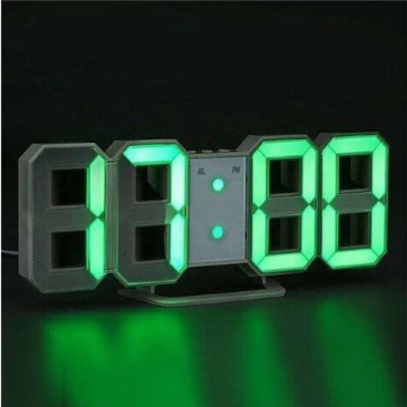Relógio Digital LED 3D com Iluminação Noturna: Design Moderno para Mesa e Parede