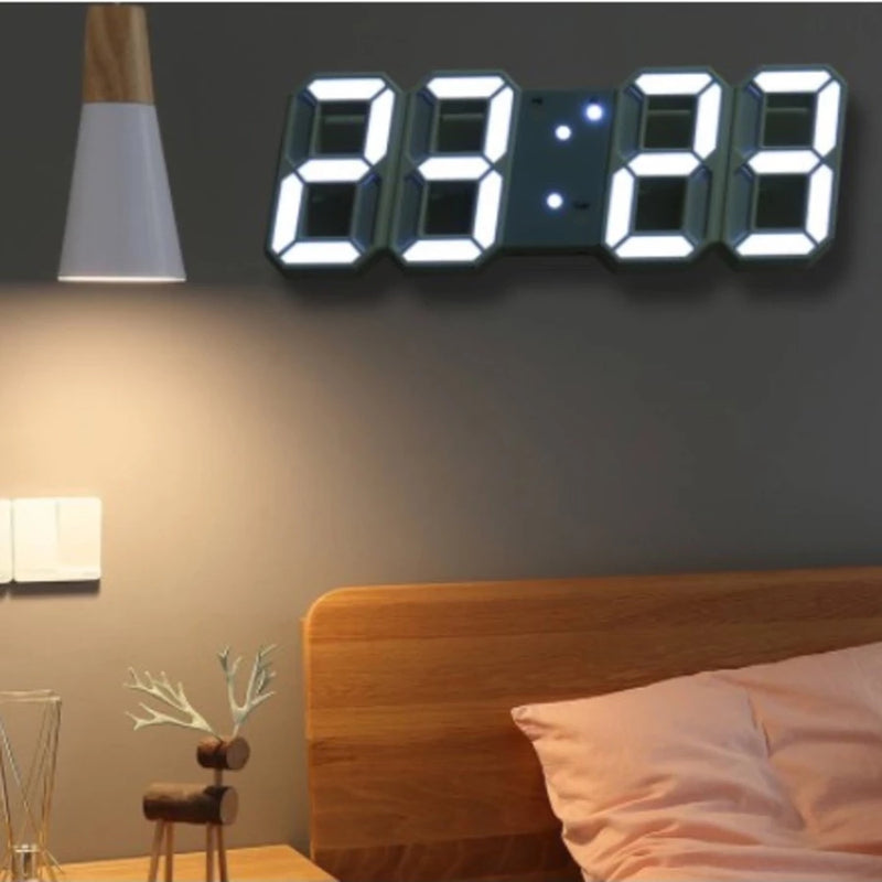 Relógio Digital LED 3D com Iluminação Noturna: Design Moderno para Mesa e Parede