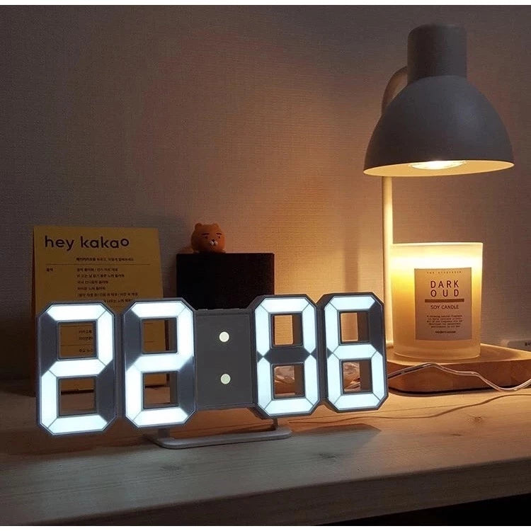 Relógio Digital LED 3D com Iluminação Noturna: Design Moderno para Mesa e Parede