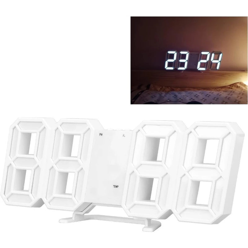 Relógio Digital LED 3D com Iluminação Noturna: Design Moderno para Mesa e Parede