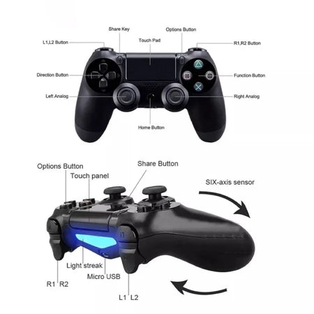 Controle Sem Fio Compatível com PS4 – Estilo DualShock 4, Joystick de Alta Precisão para Playstation 4