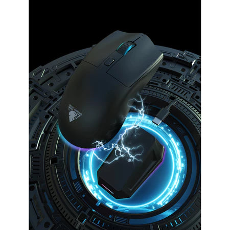 StormGlide – Mouse Gamer Sem Fio com Base de Carregamento RGB, Leve e Magnético, Compatível com PC/Mac/Laptop